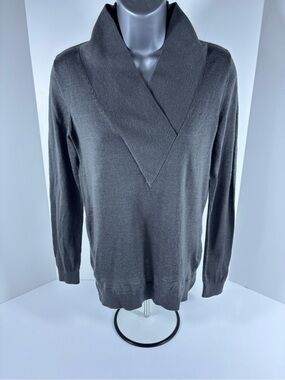 Joan Vass Studio Shawl Collar Sweater | Gray | Size S